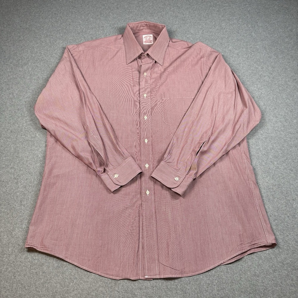 Brooks Brothers 1818 Mens 16.5 33 (L) Red Stripe Cotton Dress Shirt Classic